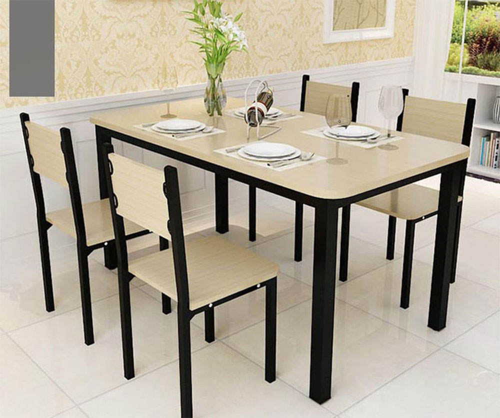 Bộ bàn ăn kết hợp gỗ MDF và chân thép