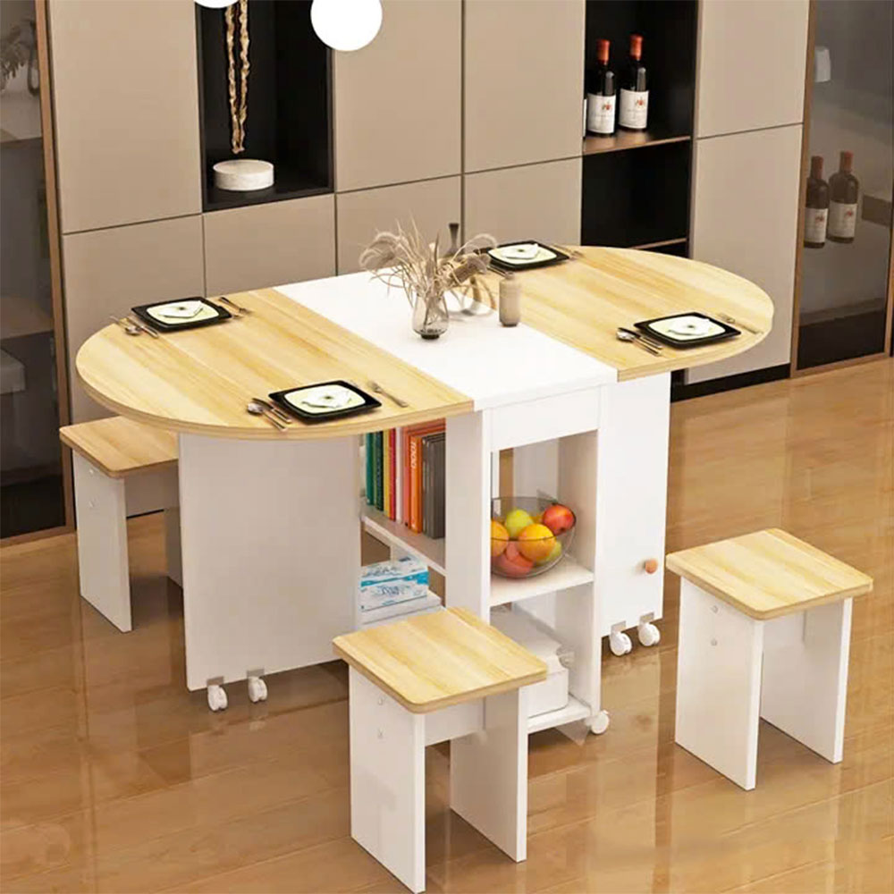 Bộ bàn ăn làm toàn bộ bằng gỗ MDF