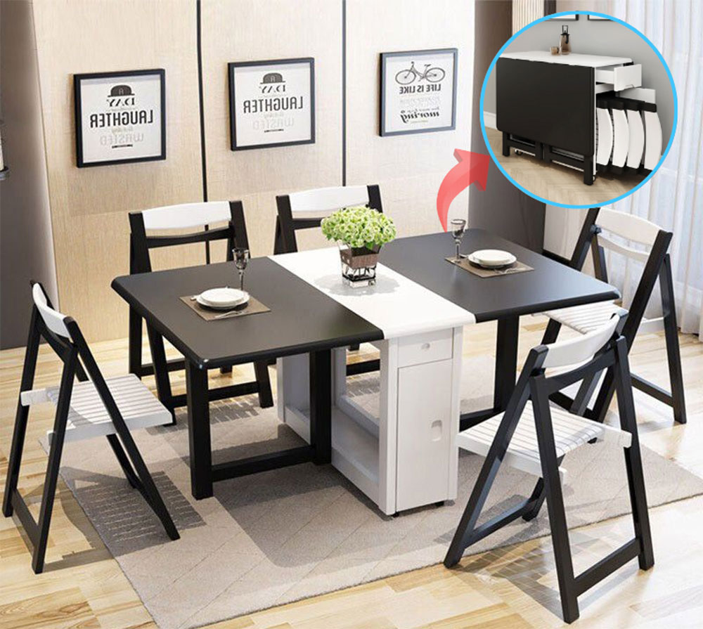 Bộ bàn ghế ăn có thể xếp gọn toàn bộ