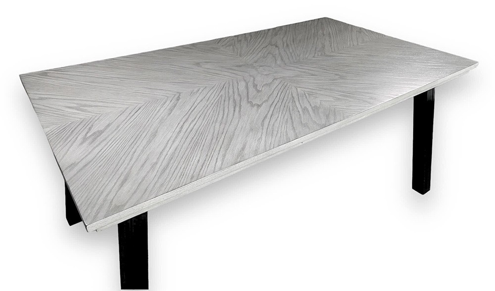 Bàn ăn chữ nhật 1m6 mặt veneer ghép hoa