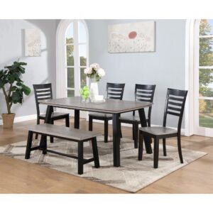 Bàn ăn chữ nhật mặt phủ veneer gỗ Sồi ghép hoa 26200