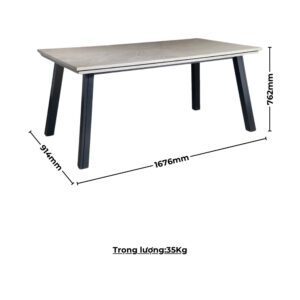 Bàn ăn chữ nhật mặt phủ veneer gỗ Sồi ghép hoa 26200