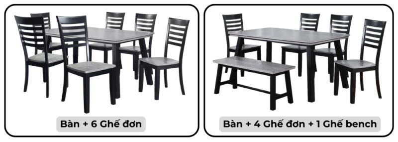 Bàn ăn chữ nhật mặt phủ veneer gỗ Sồi ghép hoa 26200