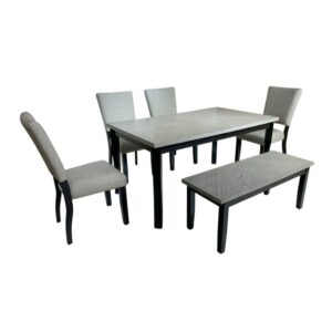 Bàn ăn chữ nhật mặt phủ veneer gỗ Sồi ghép hoa 27200
