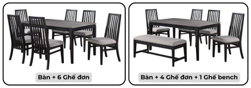 Bàn ăn chữ nhật mặt phủ veneer gỗ Sồi vân núi 27700