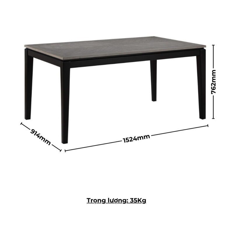 Bàn ăn chữ nhật mặt phủ veneer gỗ Sồi vân núi 27700