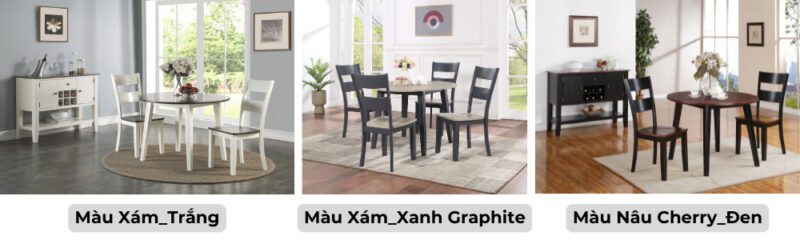 Bàn ăn tròn gấp gọn 2 bên mặt phủ veneer Bạch Dương 10100