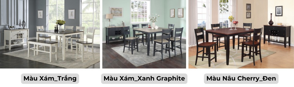 3 Phiên bản màu sắc của bàn ăn 1m4
