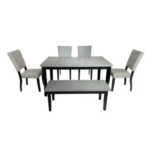 Bộ bàn ăn chữ nhật mặt phủ veneer gỗ sồi ghép hoa BBN05