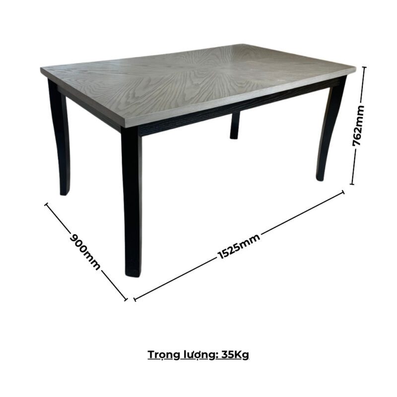 Bộ bàn ăn chữ nhật mặt phủ veneer gỗ sồi ghép hoa BBN06