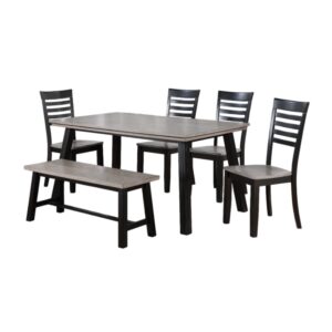 Bộ bàn ăn chữ nhật mặt phủ veneer gỗ Sồi ghép hoa BBN07