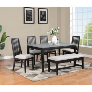 Bộ bàn ăn chữ nhật mặt phủ veneer gỗ sồi vân núi BBN03