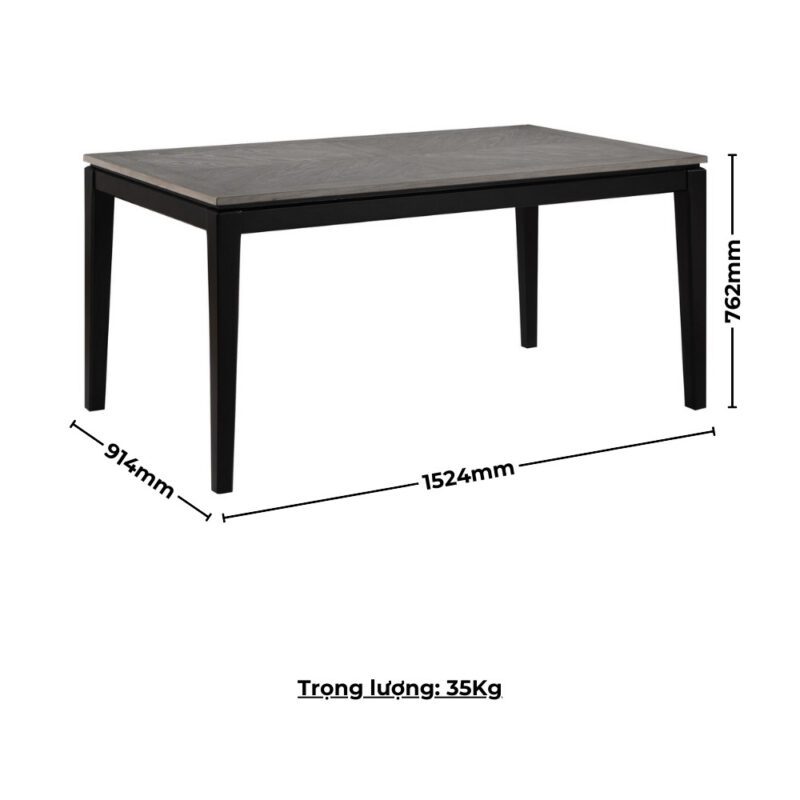 Bộ bàn ăn chữ nhật mặt phủ veneer gỗ sồi vân núi BBN03