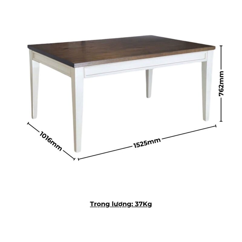 Bộ bàn ăn chữ nhật mặt phủ veneer gỗ Tràm BBN09
