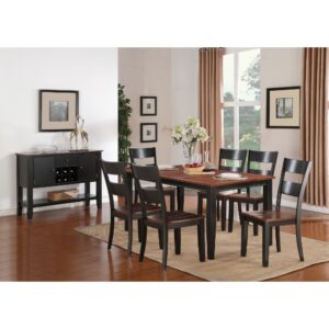 Bộ bàn ăn chữ nhật mở rộng mặt bàn thông minh BBN02 màu nâu cherry - đen