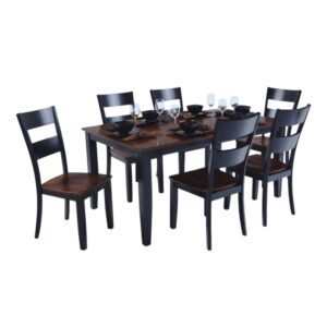 Bộ bàn ăn chữ nhật mở rộng mặt bàn thông minh BBN02 màu nâu cherry - đen