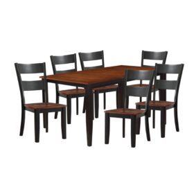 Bộ bàn ăn chữ nhật mở rộng mặt bàn thông minh BBN02 màu nâu cherry - đen