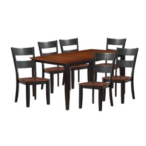 Bộ bàn ăn chữ nhật mở rộng mặt bàn thông minh BBN02 màu nâu cherry - đen