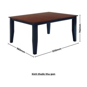 Bộ bàn ăn chữ nhật mở rộng mặt bàn thông minh BBN02 màu nâu cherry - đen