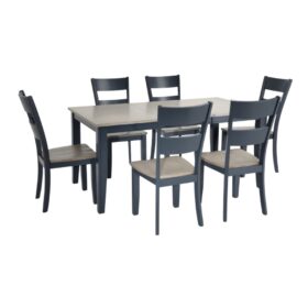 Bộ bàn ăn chữ nhật mở rộng mặt bàn thông minh BBN02 màu xám - xanh graphite