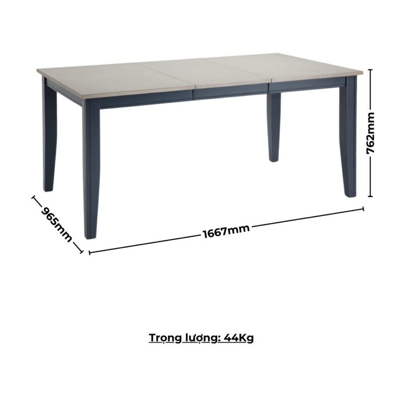 Bộ bàn ăn chữ nhật mở rộng mặt bàn thông minh BBN02 màu xám - xanh graphite