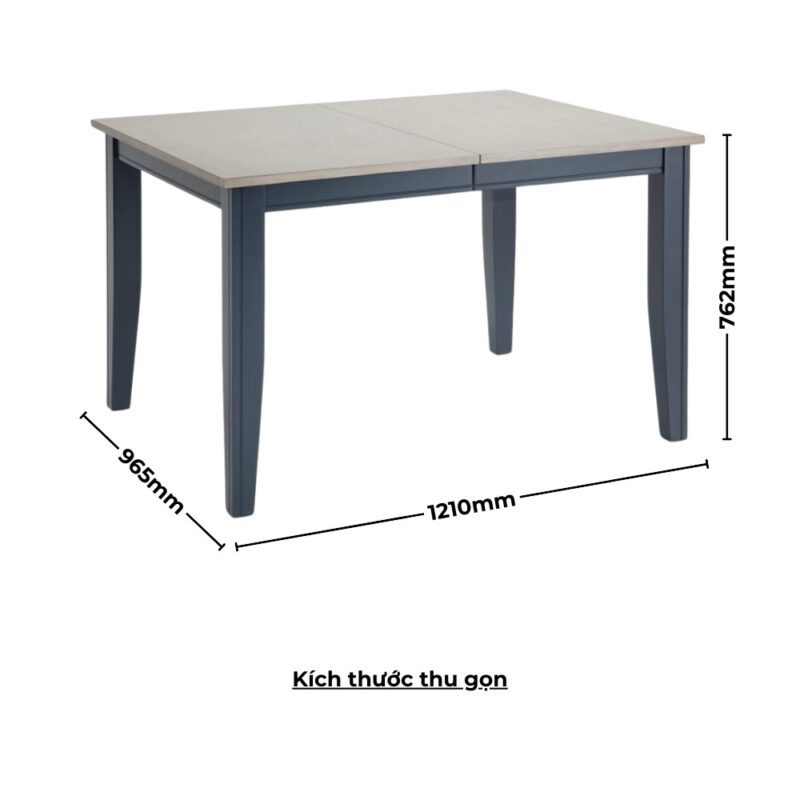 Bộ bàn ăn chữ nhật mở rộng mặt bàn thông minh BBN02 màu xám - xanh graphite