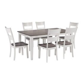 Bộ bàn ăn chữ nhật mở rộng mặt bàn thông minh BBN02 màu xám - trắng