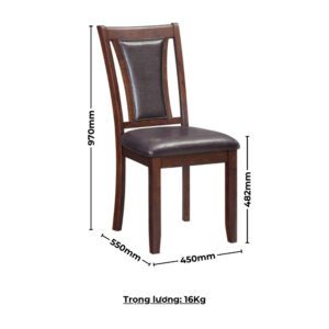 Bộ bàn ăn chữ nhật veneer Calato 6 ghế nệm da PU BBN12