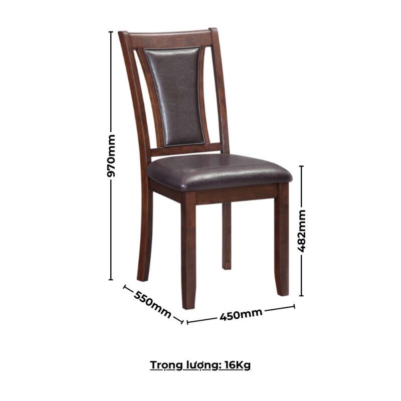 Bộ bàn ăn chữ nhật veneer Calato 6 ghế nệm da PU BBN12