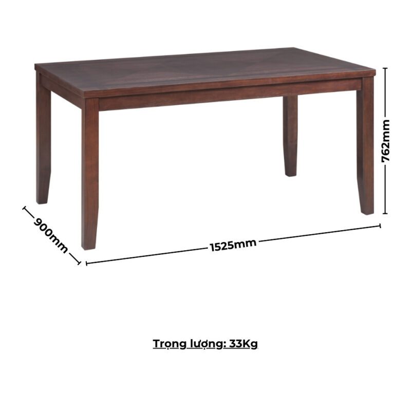 Bộ bàn ăn chữ nhật veneer Calato 6 ghế nệm da PU BBN12