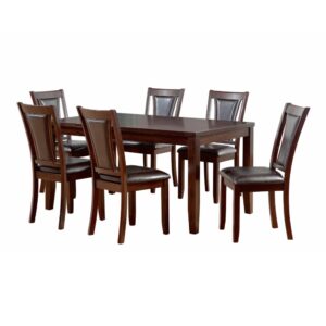 Bộ bàn ăn chữ nhật veneer Calato 6 ghế nệm da PU BBN12