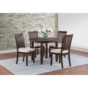 Bộ bàn ăn tròn 4 ghế đệm vải Poly BBT03