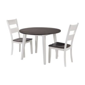 Bộ bàn ăn tròn gấp gọn 2 bên (2 ghế) BBT01 màu xám - trắng