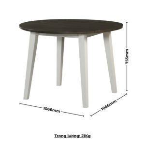 Bộ bàn ăn tròn gấp gọn 2 bên (2 ghế) BBT01 màu xám - trắng