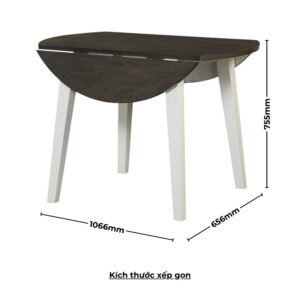 Bộ bàn ăn tròn gấp gọn 2 bên (2 ghế) BBT01 màu xám - trắng