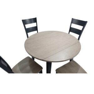 Bộ bàn ăn tròn gấp gọn 2 bên (4 ghế) BBT02 màu xám - xanh graphite