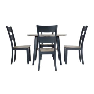 Bộ bàn ăn tròn gấp gọn 2 bên (4 ghế) BBT02 màu xám - xanh graphite