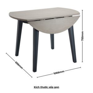 Bộ bàn ăn tròn gấp gọn 2 bên (4 ghế) BBT02 màu xám - xanh graphite