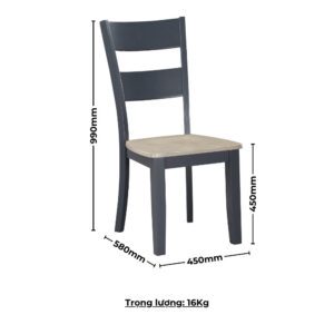 Bộ bàn ăn tròn gấp gọn 2 bên (4 ghế) BBT02 màu xám - xanh graphite