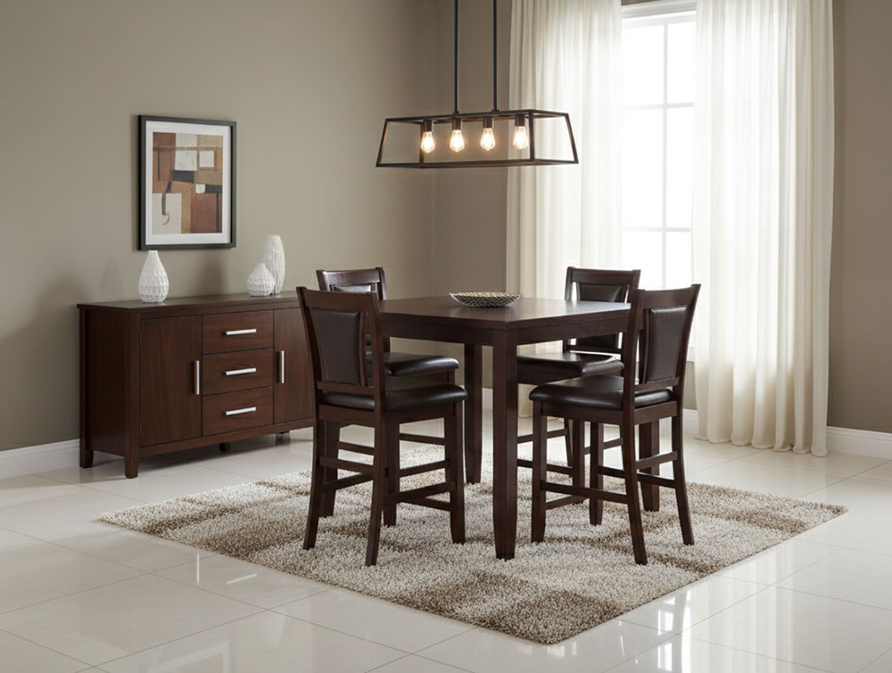 Bộ Bàn Ăn Vuông 4 Ghế Nệm Da PU BBV04