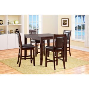 Bộ bàn ăn vuông (Cao) 4 ghế nệm da PU BBV04