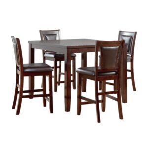 Bộ bàn ăn vuông (Cao) 4 ghế nệm da PU BBV04