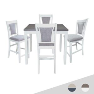 Bộ Bàn Gỗ Chân Cao 4 Ghế Nệm Vải Poly BBV05