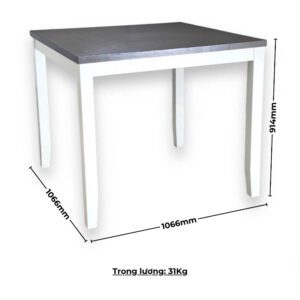 Bộ bàn ăn vuông (Cao) 4 ghế nệm vải Poly BBV05 màu xám - trắng