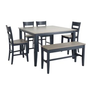 Bộ Bàn Ăn Vuông (Cao) Mở Rộng Mặt Bàn Thông Minh BBV01 mà xám - xanh Graphite