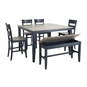 Bộ Bàn Ăn Vuông (Cao) Mở Rộng Mặt Bàn Thông Minh BBV01 mà xám - xanh Graphite