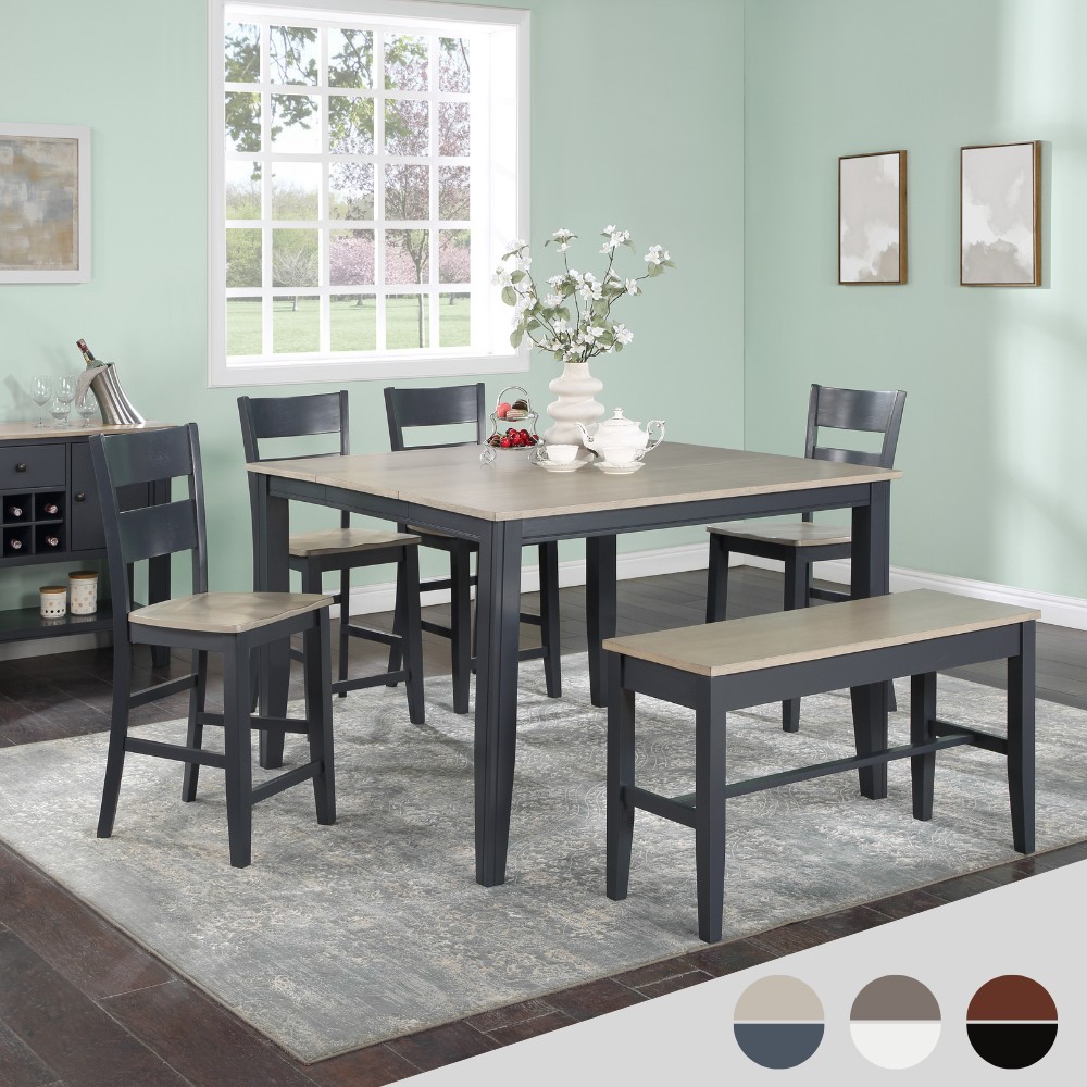 Bộ Bàn Ăn Vuông (Cao) Mở Rộng Mặt Bàn Thông Minh 4 Ghế ,1 Bench BBV01