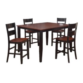 Bộ bàn ăn vuông (Cao) mở rộng mặt bàn thông minh 4 ghế BBV02 màu nâu cherry - đen