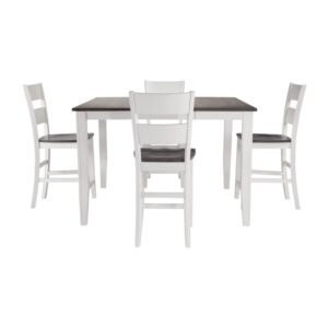 Bộ bàn ăn vuông (Cao) mở rộng mặt bàn thông minh 4 ghế BBV02 màu xám - trắng