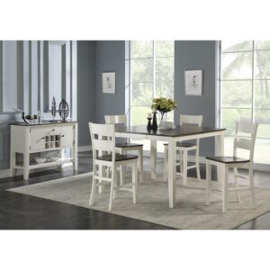 Bộ bàn ăn vuông (Cao) mở rộng mặt bàn thông minh 4 ghế BBV02 màu xám - trắng